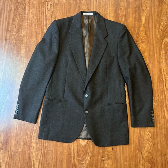 Vtg Men's Yves Saint Laurent Wool Suit Jacket Blazer Pin Stripe Tweed 41R